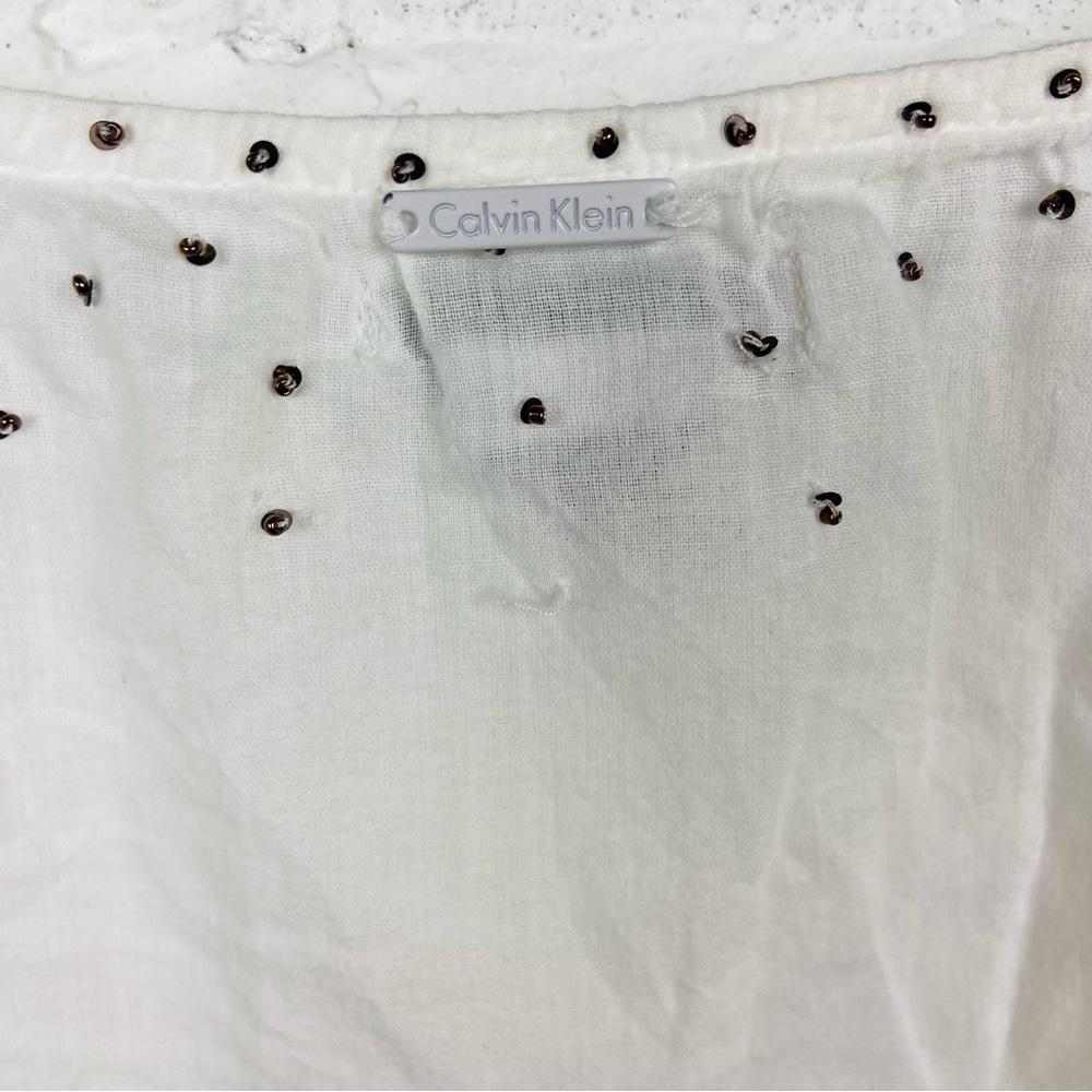 CALVIN KLEIN SWIMWEAR light weight 100% cotton beaded swimsuit coverup medium - Picture 17 of 17